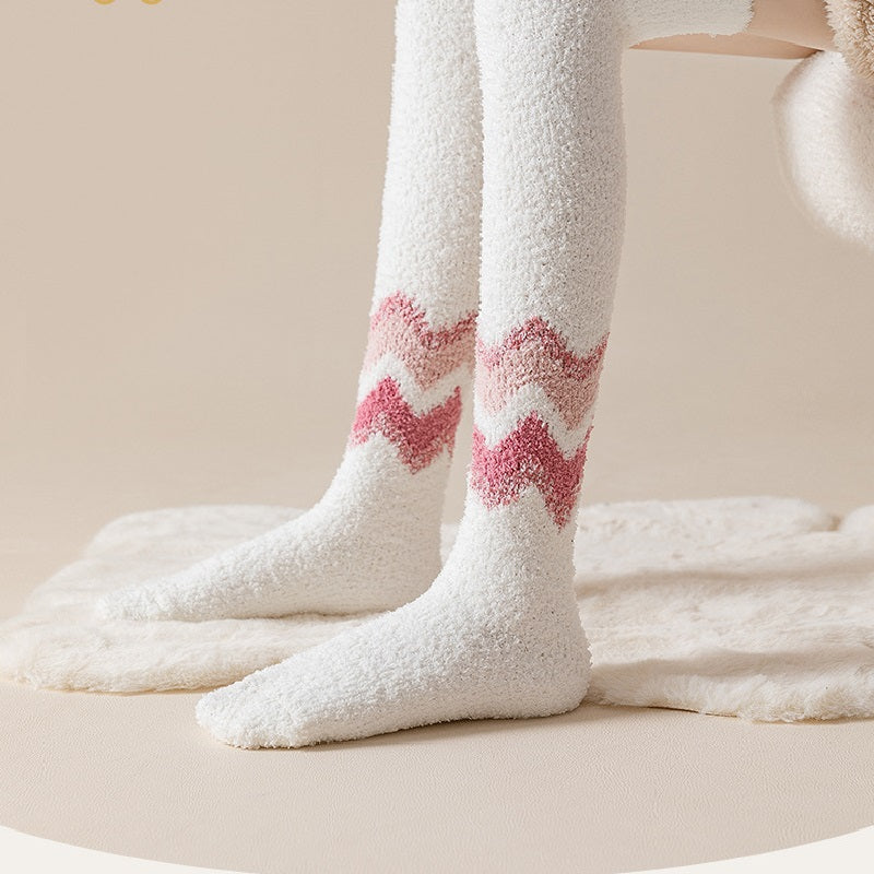 Thick Coral Fleece Thigh High Socks Women Winter Warm Long Stockings