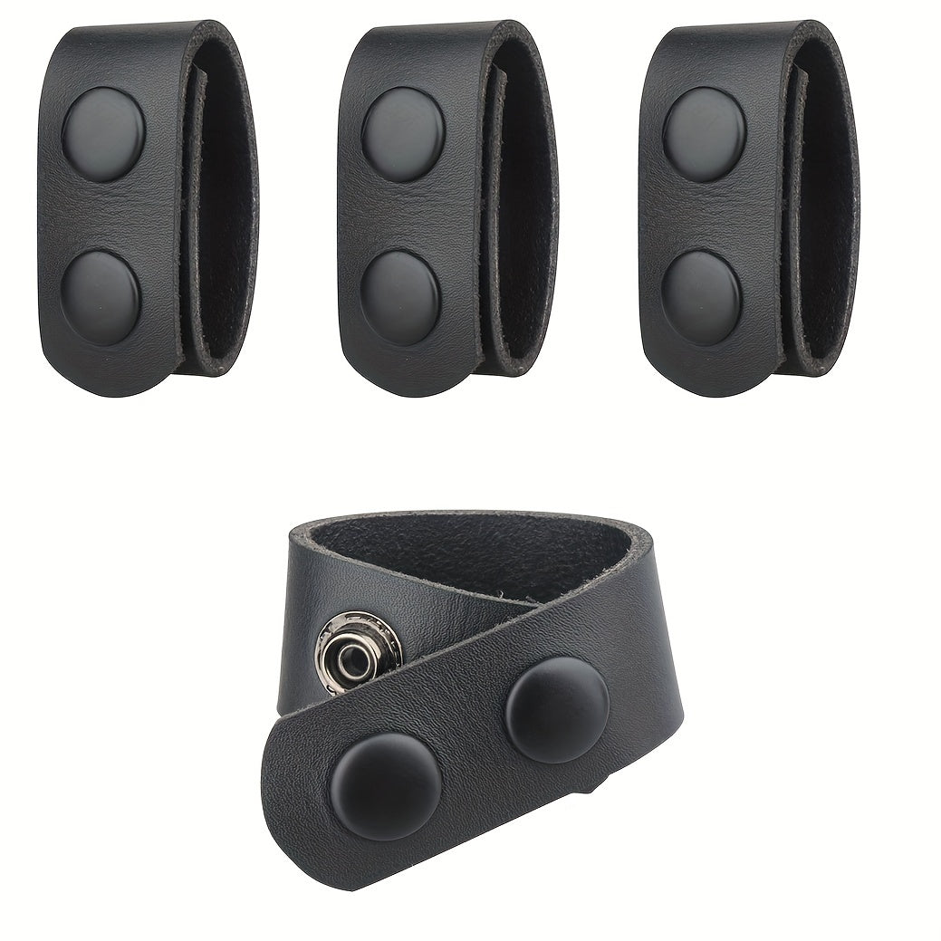 4pcs Tactical Fixed Buckles PU Leather Belt Keepers for Outdoor Mountaineering