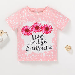 Baby Girls Sunshine Polka Dot Sunflowers Cotton T shirt Tees Tops
