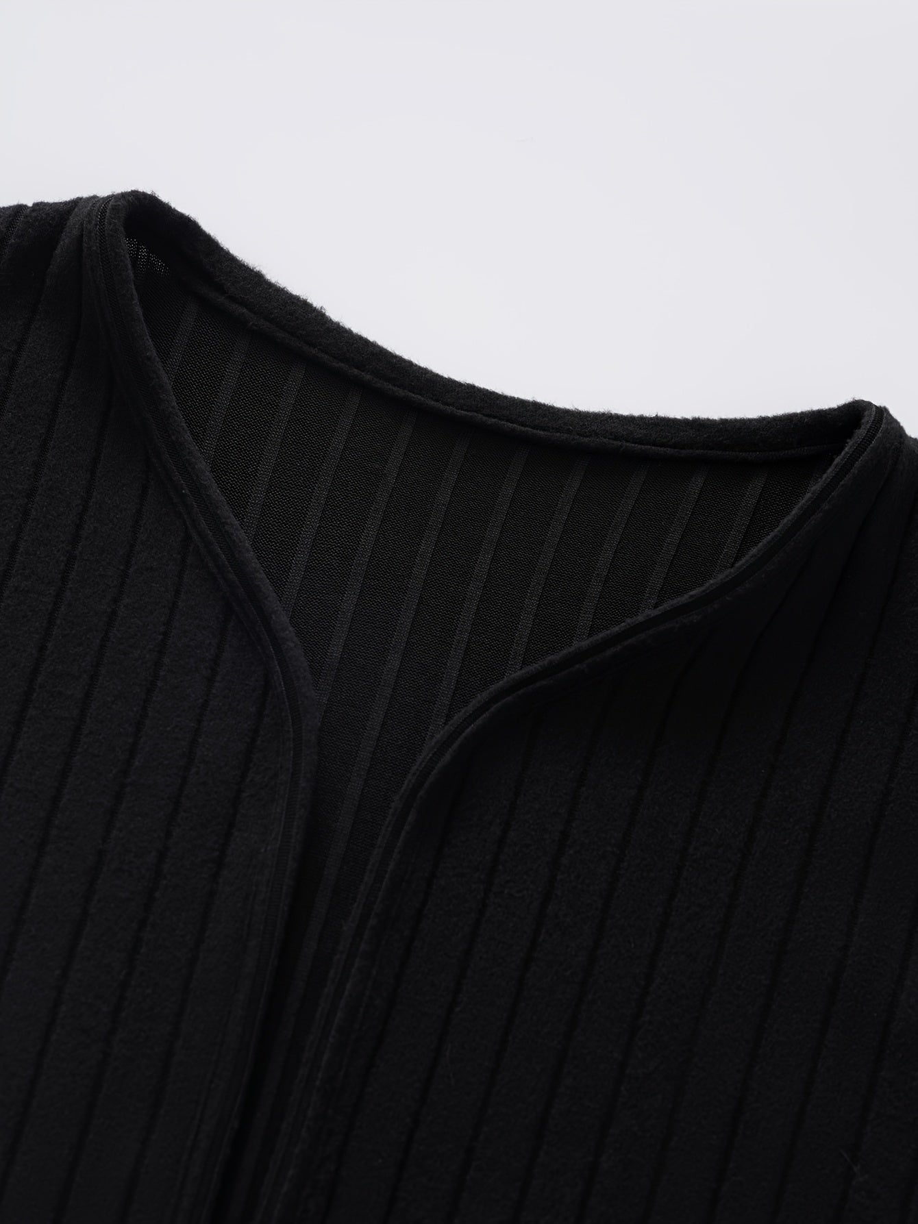 Solid Long Sleeve Open Front Ribbed Knit Cardigan