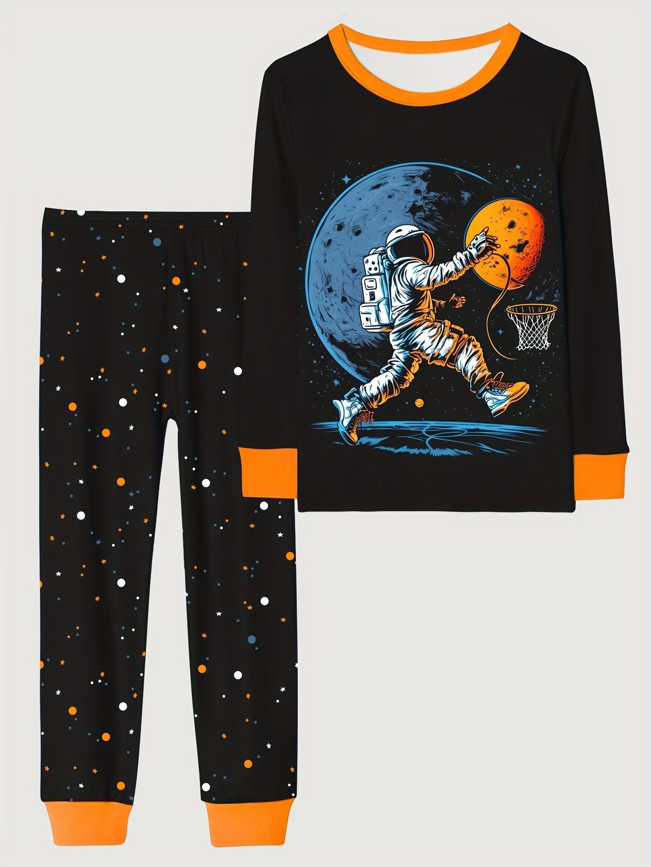 Boy's Cartoon 2pcs Pajama Set Long Sleeve Top & Pants Loungewear