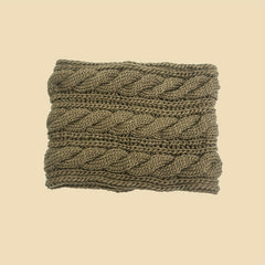 Khaki Ribbed Knit Warm Scarf Coldproof Neck Gaiter Thick Infinity Circle Loop
