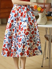 Floral Print A-line Skirt Casual Skirt for Spring & Summer
