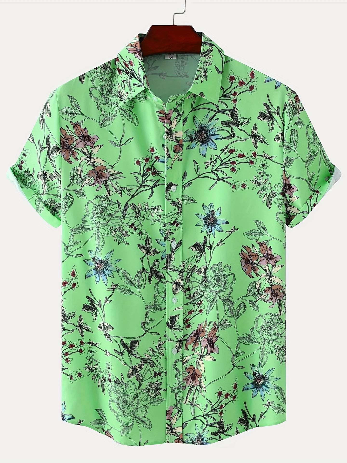 Men's Floral Short Sleeve T-Shirt for Summer Beach Style