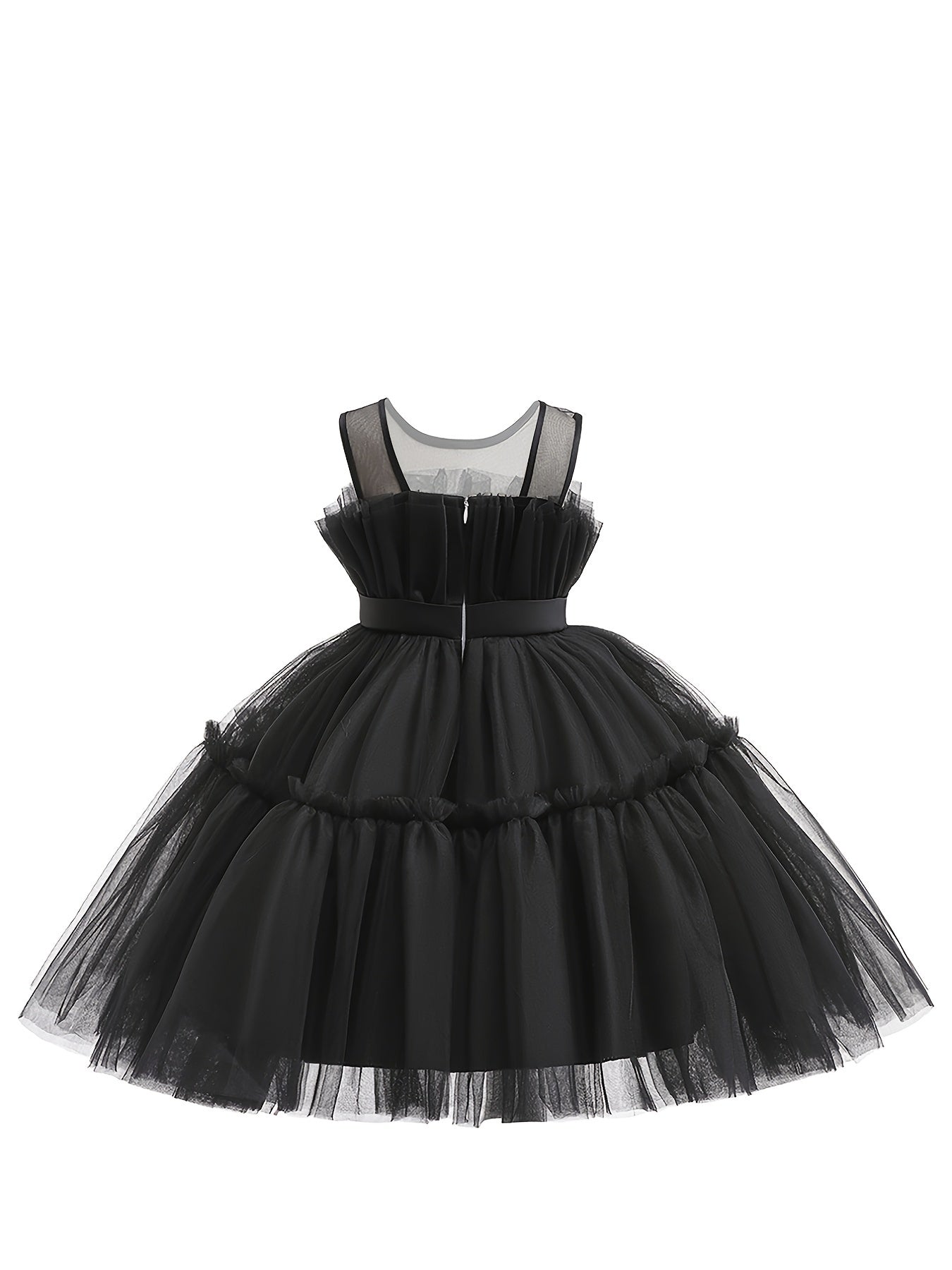 Girls Mesh Ruffled Princess Dress Sleeveless