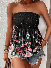 Floral Print Tube Top Sleeveless Sexy Summer Women's Clothing