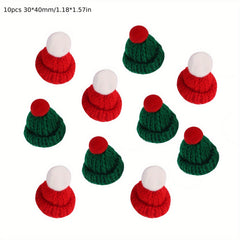 10pcs Mini Knitting Hats for Crafts DIY Ornament Doll Clothes Accessory