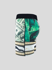 Men's Dollar & Diamond Print Boxer Stretch Swim Trunks Shorts