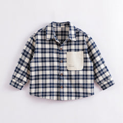 Boys Lapel Plaid Shirts Tops Kids Clothes