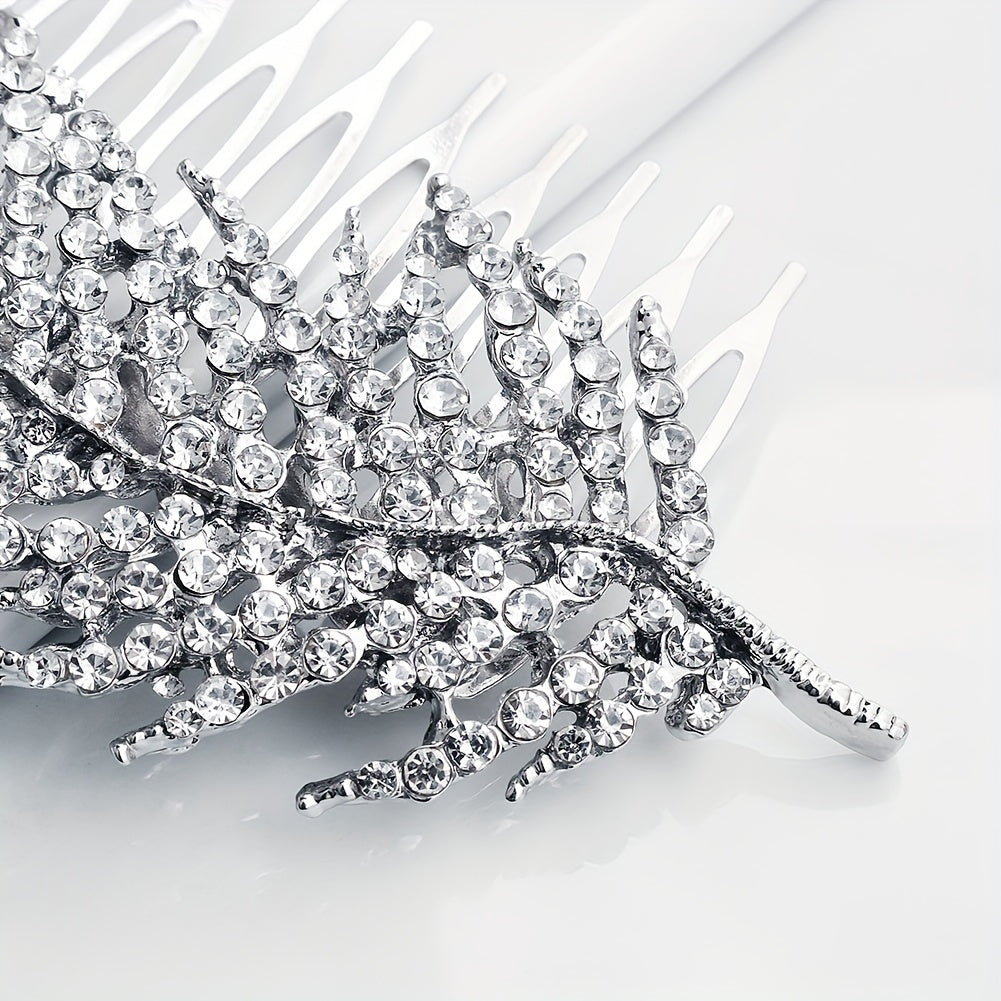 Rhinestone Leaf Hair Comb Bridal Wedding Headwear Hair Styling Accessory