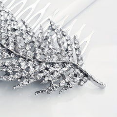 Rhinestone Leaf Hair Comb Bridal Wedding Headwear Hair Styling Accessory