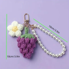 Creative Fruit Key Chain for Girls Hand Woven Accessory for Backpack Purse Car
