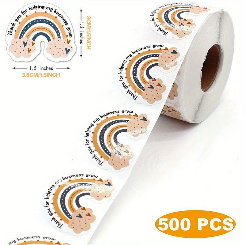 500 Pcs Thank You Rainbow Stickers Holiday Decoration Self-adhesive Labels