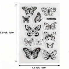 6pcs Clear Stamps Flowers Leaves Butterflies & Moon for Holiday Crafting