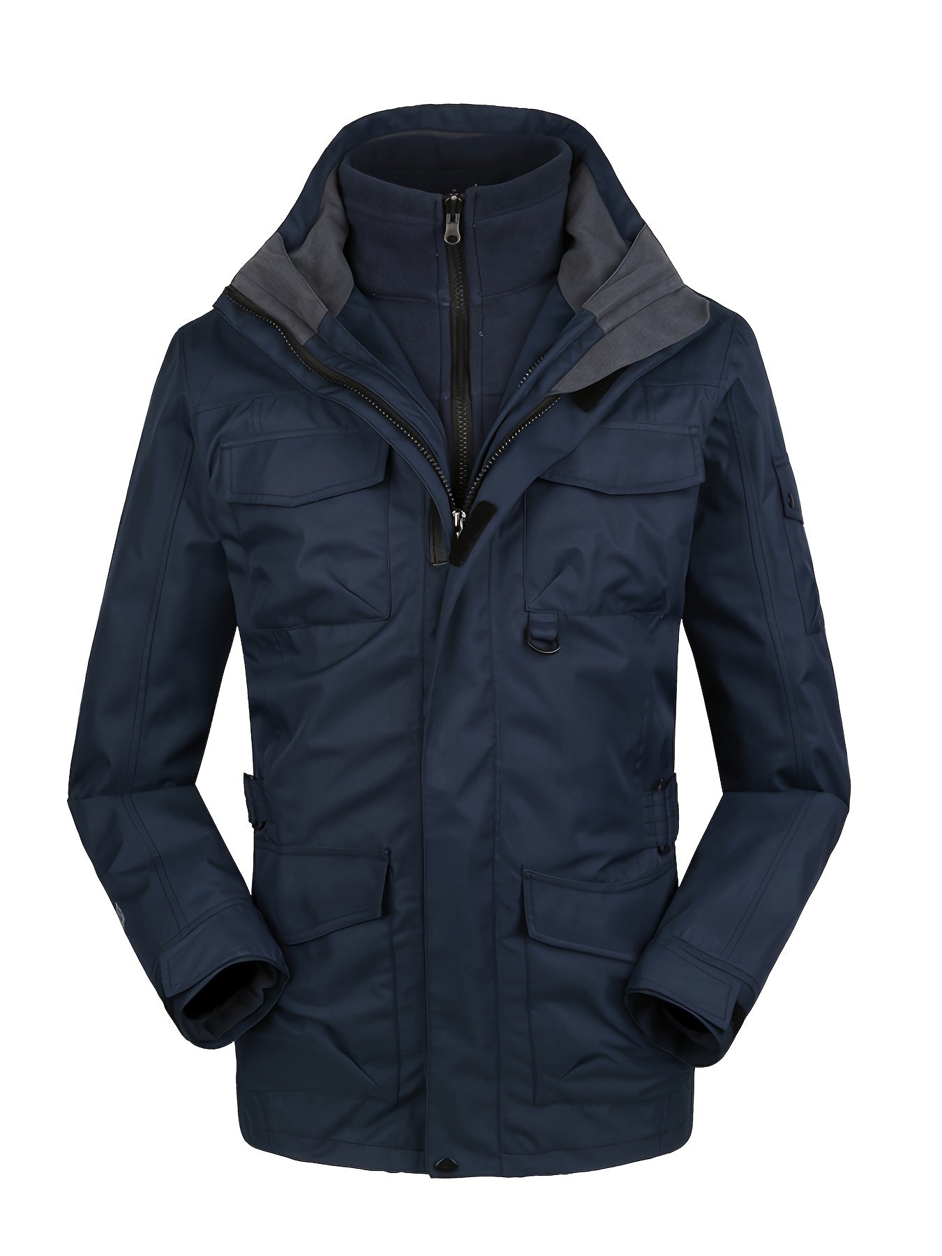 Men's 3 In 1 Outdoor Sports Zip Jacket Waterproof Hiking Jacket