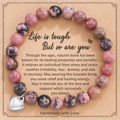 Love Heart Pendant Beaded Bracelet Energy Healing & Anxiety Relax Jewelry