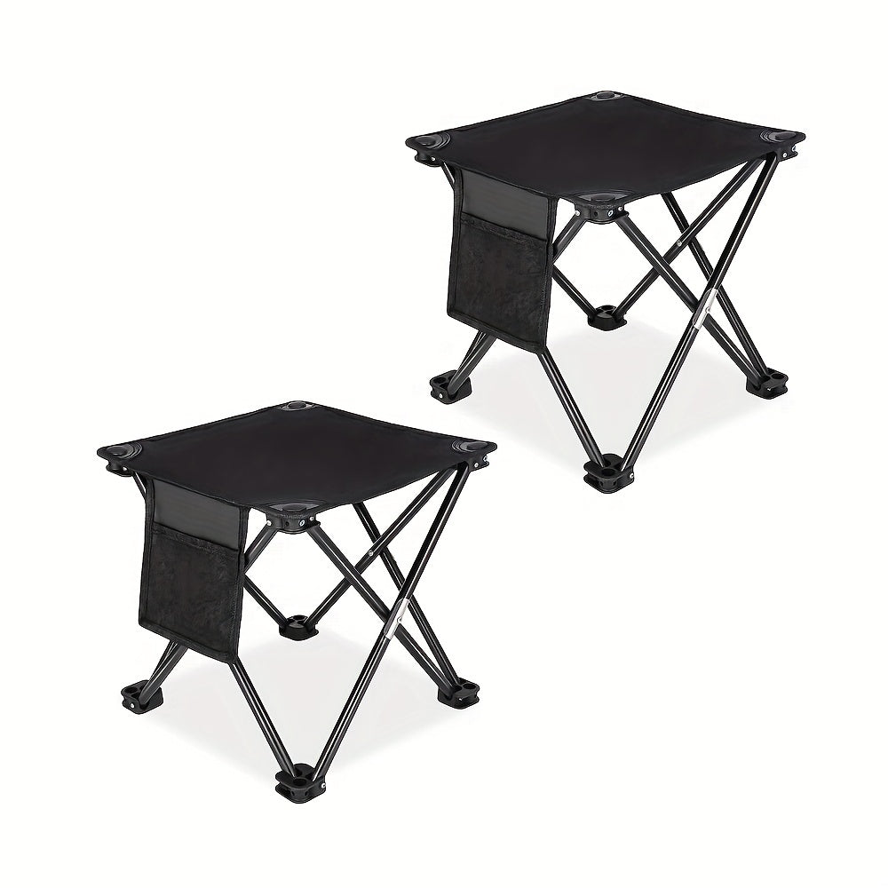 Portable Camping Stool with Side Pockets, Lightweight and Sturdy Folding Stool