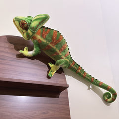 Realistic Chameleon Plush Toy Green & Orange Lizard Stuffed Animal