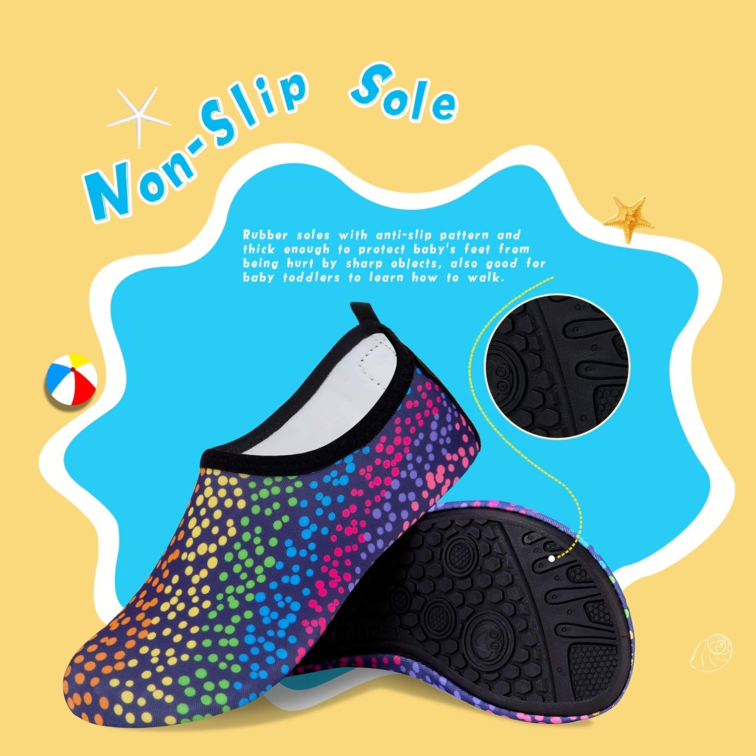 Infant Girls Dot Slip On Water Shoes Lightweight Quick Dry Aqua Socks