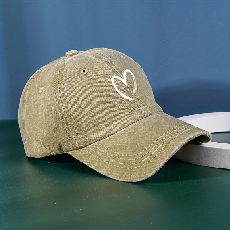 Heart Print Casual Baseball Cap Solid Dad Hats Lightweight Sun Hats