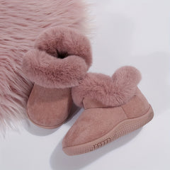 Girl's Furry Snow Boots Warm Cozy Non slip Ankle Boots Plush Comfy Outdoor Shoes