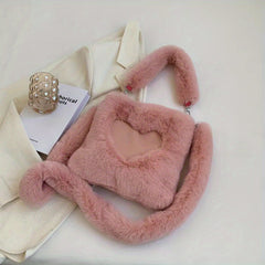 Heart Plush Crossbody Bag Fuzzy Handbag