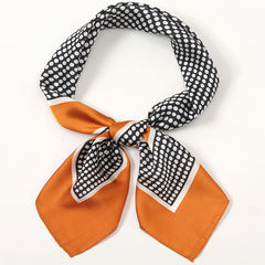 Dot Flower Print Square Scarf Silk Shawl Thin Scarf Head Wrap Hair Accessories