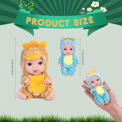 6pcs Animal Costume Dolls 12 Realistic PVC Toys in Red & Yellow Pink