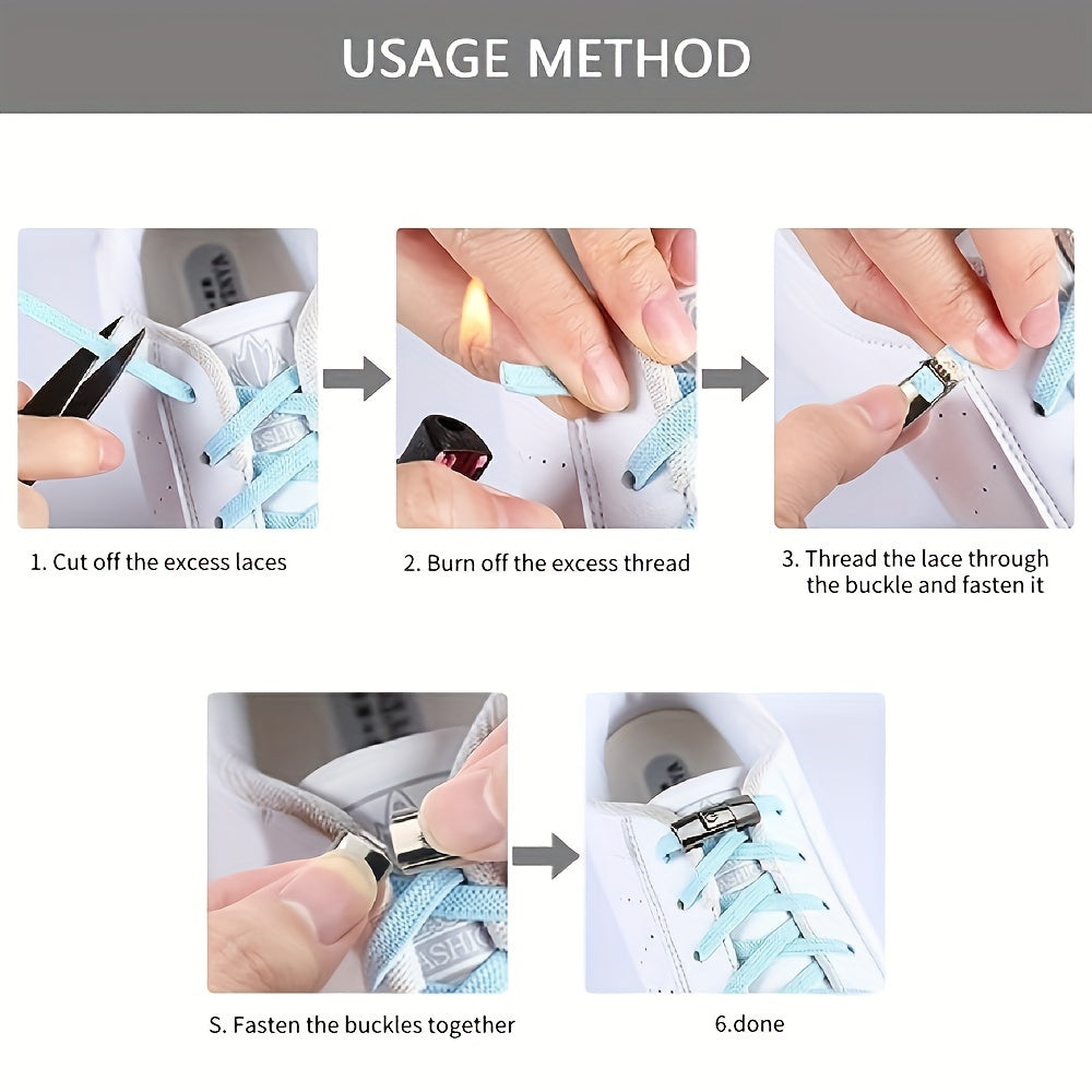 8pcs Shoe Lace Fasteners Without Tie Metal Closure for Sneakers Running Shoes