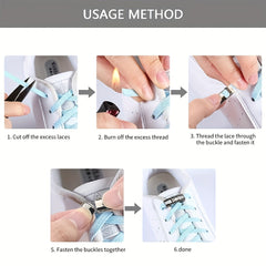 8pcs Shoe Lace Fasteners Without Tie Metal Closure for Sneakers Running Shoes