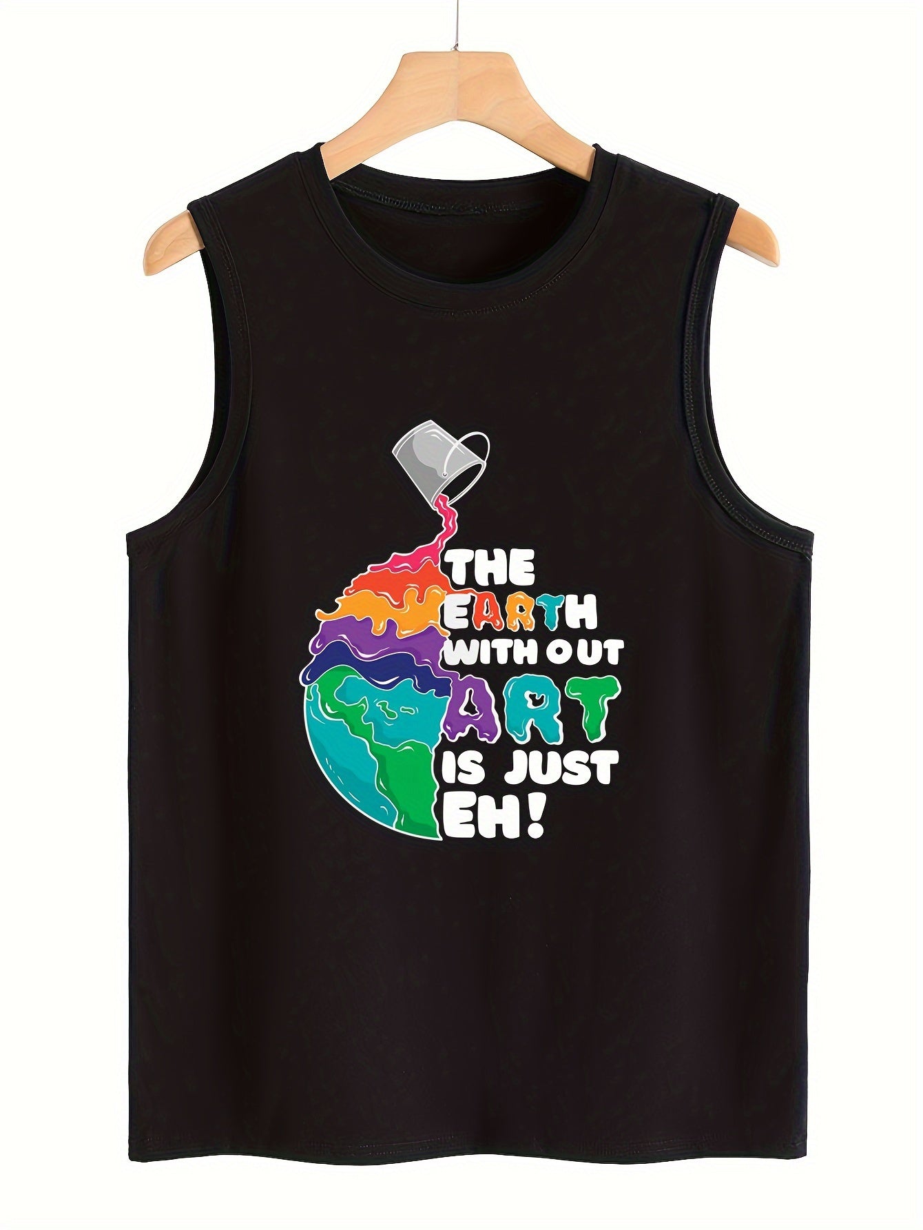 Abstract Earth & Letter Pattern Sports Vest Sleeveless Top