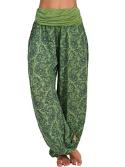 Boho Paisley Floral Print Harem Pants Elastic Waist Spring Summer