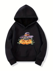 Kitty Witch Pattern Smart Hoodie For Girls