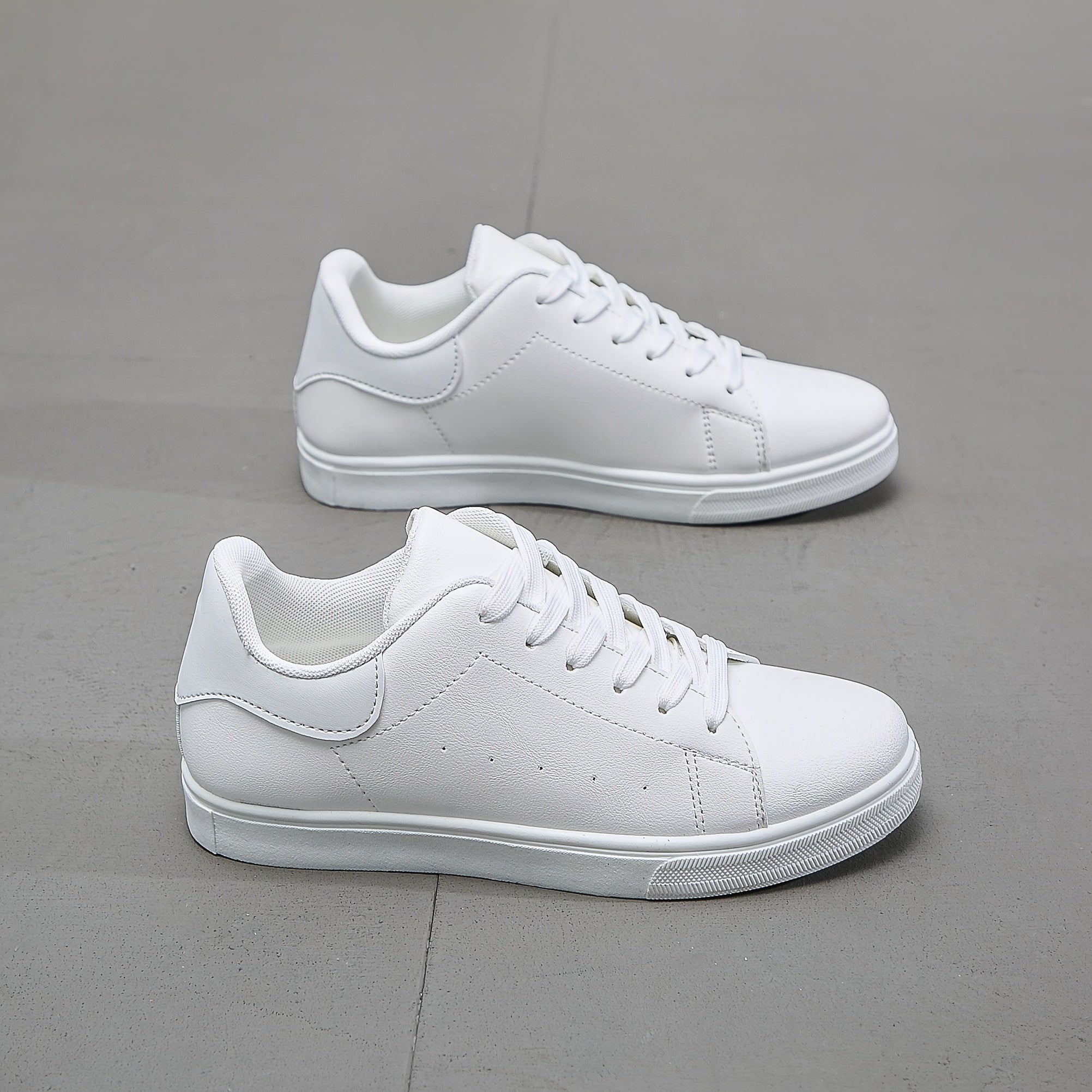 Women's Flat Lace-Up Walking Shoes Casual Faux Leather Sneakers
