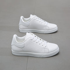 Women's Flat Lace-Up Walking Shoes Casual Faux Leather Sneakers