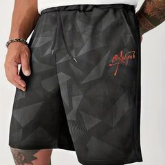 Men's Drawstring Geometry Pattern Sports Shorts