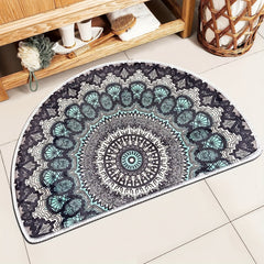 Half Round Door Mat Semi Circle Bathroom Floor Rug Mandala Boho