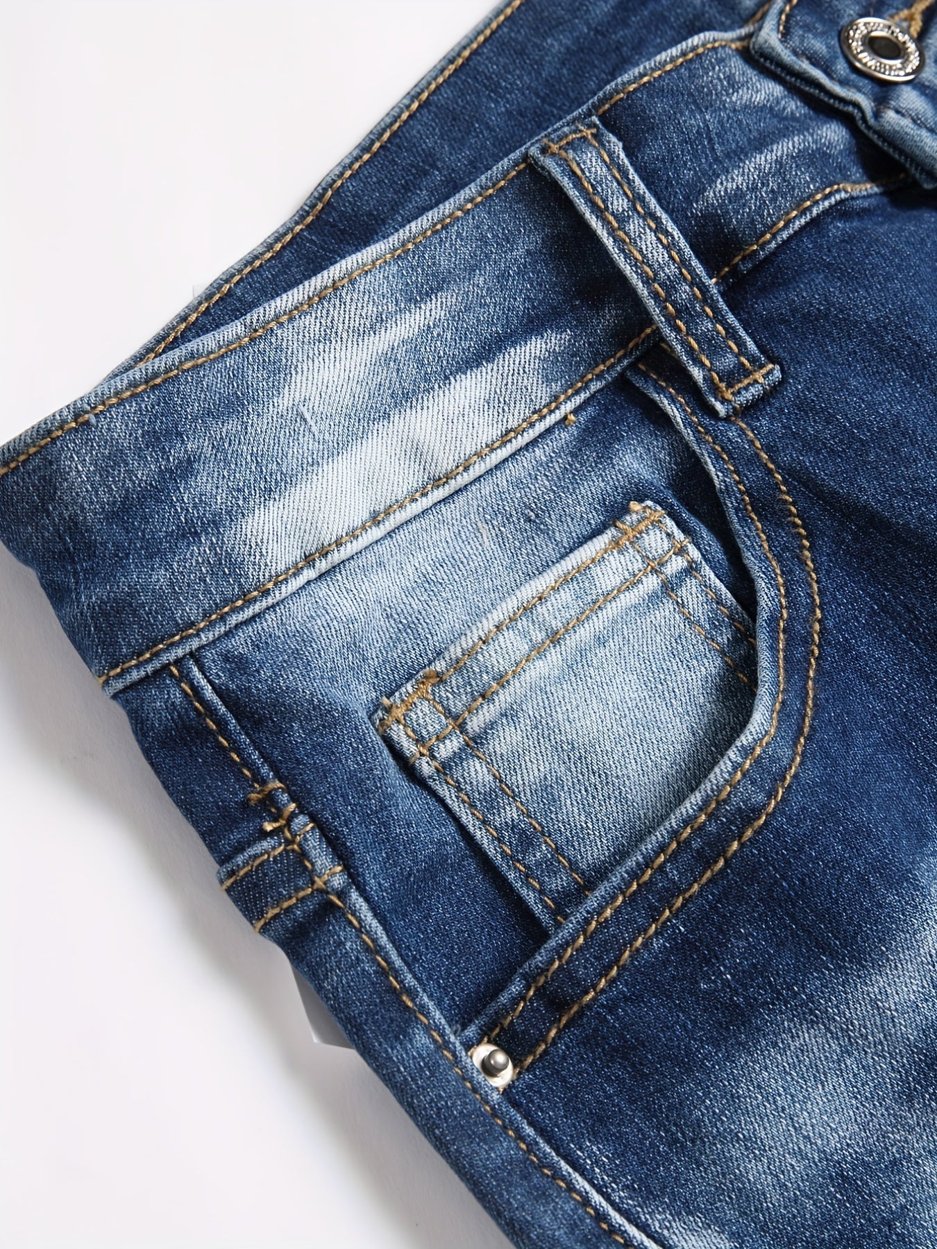 Distressed High Stretch Denim Shorts Men's Casual Street Style