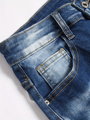 Distressed High Stretch Denim Shorts Men's Casual Street Style