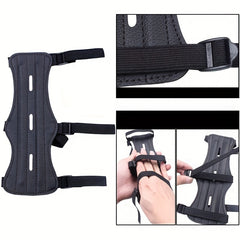 Adjustable PU Leather Archery Arm Guard With 3 Strap Buckles