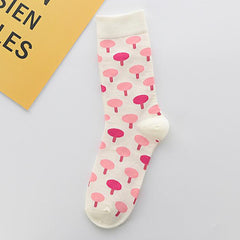 Sweet Pink Serie Socks Strawberry Pattern Crew Socks Women's Stockings