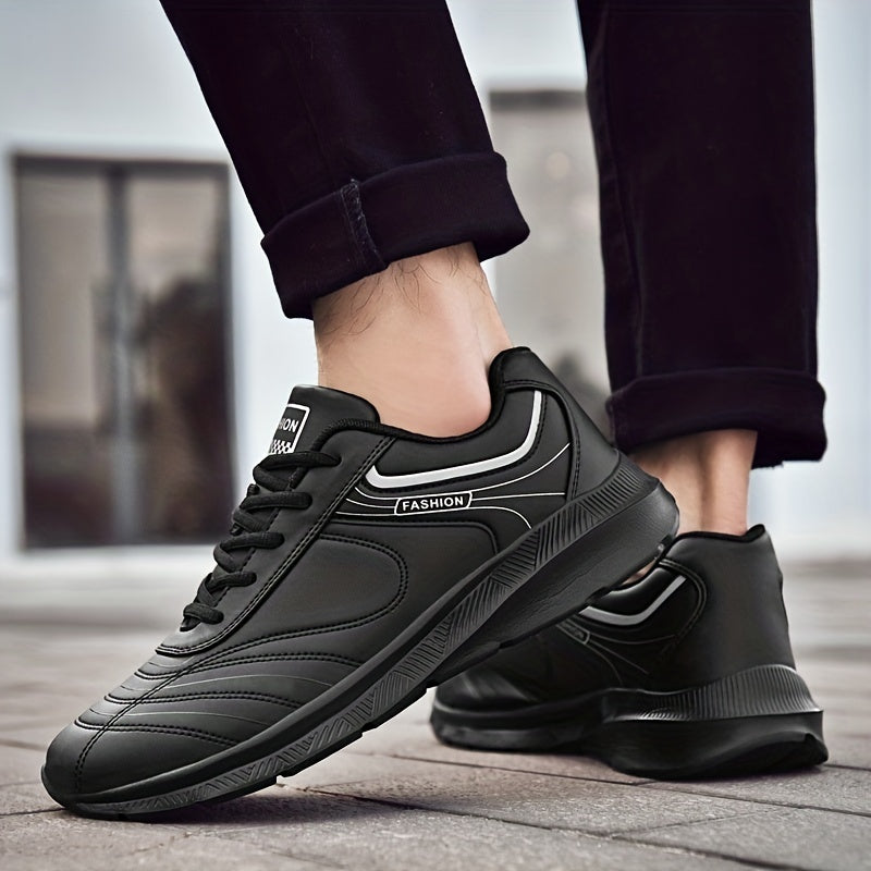 Men's Lace up Sneakers Comfortable PU Leather Upper