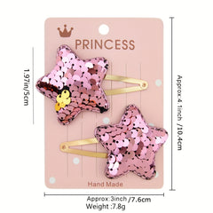 Sparkling Pentagram Heart Hair Clips Set for Christmas Parties
