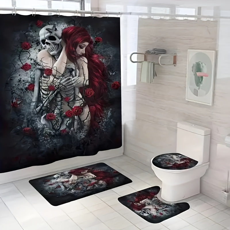 Skull Beauty Pattern Shower Curtain Halloween Decor