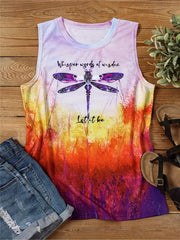 Dragonfly Print Sleeveless Tank Top for Summer Women's Clothing