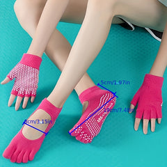 Non Slip Gloves & Socks Breathable Sports Gloves Five Toe Split Casual Yoga Sock