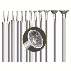 12pcs Diamond Grinding Burr for Rotary Tool 2.35mm Shank