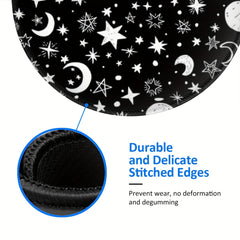 4mm Thick Star Moon Pattern Mouse Pad Round Mouse Pad With Seam Wrap Edge