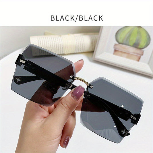 Square Rimless Sunglasses Ombre UV400 Sun Shades Women