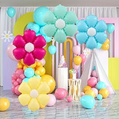 6pcs 18" Small Flower Balloons for Birthday Parties, Macaron Foil Balloons